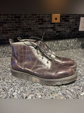 DR MARTENS MERYL 15712 Boot All Over Print 4 Eye Leather Made in England Size 11